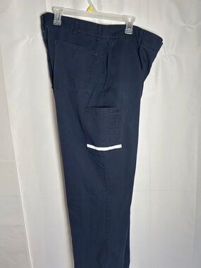 Men's Dark Navy Cargo Work Pants with Reflective Trim